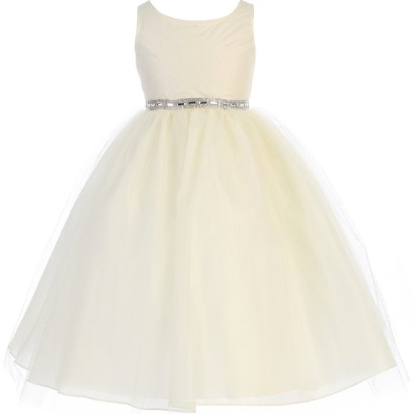 Kids Girls Sparkle Rhinestone Tulle Easter Party Birthday Flower Girl Dress - Picture 1 of 4